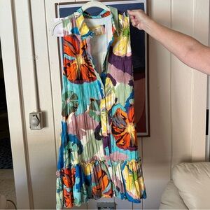 SO EXCELLENT ANTHROPOLOGIE MAEVE SLEEVELESS TIERED DRESS BUTTON DOWN WOW L